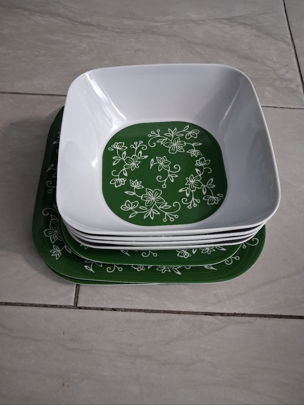 Floral Square Serving Bowls,Dinner Plates And Dessert Plates - Home Dining